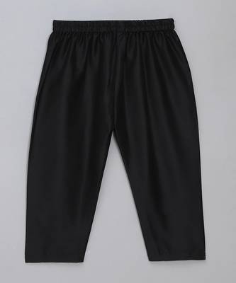 Black printed cotton silk Boy's Kurta Pyjama 4