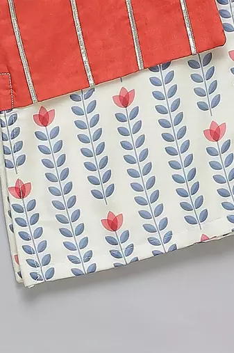 Blue printed cotton silk Boy's Kurta Pyjama