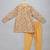 Yellow printed cotton silk kurta pyjama