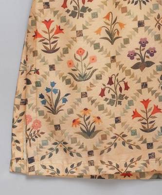 Yellow printed cotton silk Boy's Kurta Pyjama 5