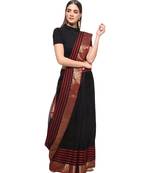 Black chanderi hand woven saree with blouse pc