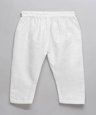 White printed cotton silk Boy's Kurta Pyjama 4