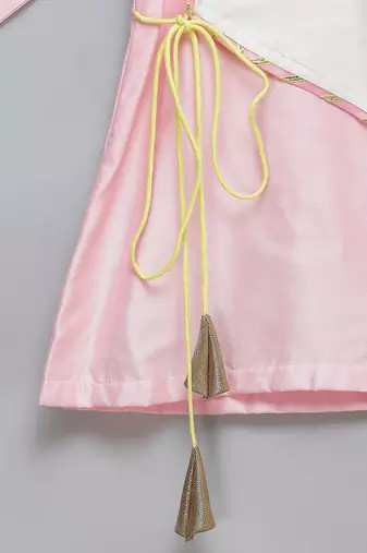 Pink printed cotton silk Boy's Kurta Pyjama