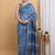 Blue chanderi cotton silk block print saree