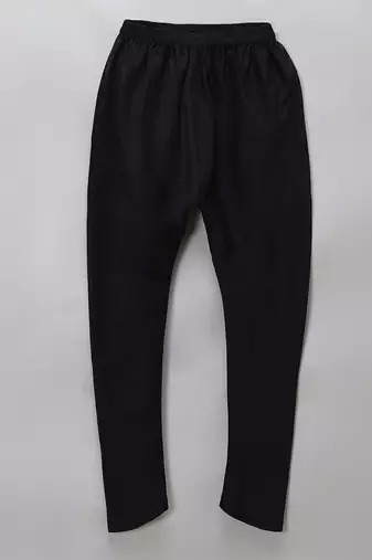 Black printed cotton silk kurta pyjama