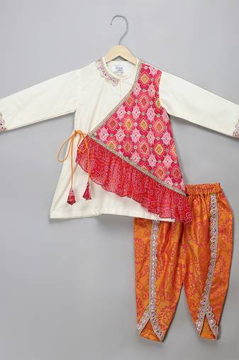 Multicolor printed cotton silk kurta pyjama
