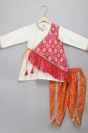 Multicolor printed cotton silk kurta pyjama