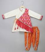 Multicolor printed cotton silk kurta pyjama