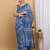 Blue chanderi cotton silk block print saree
