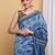 Blue chanderi cotton silk block print saree