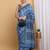 Blue chanderi cotton silk block print saree