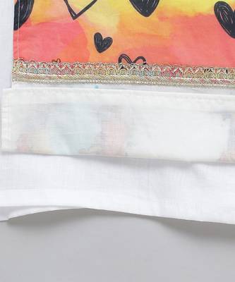 White printed cotton silk Boy's Kurta Pyjama 5