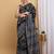 Black chanderi cotton silk block print saree