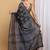 Black chanderi cotton silk block print saree