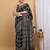 Black chanderi cotton silk block print saree