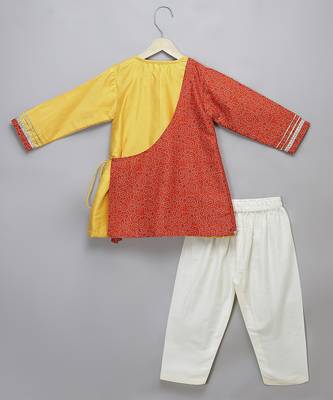 Multicolor printed cotton silk Boy's Kurta Pyjama 2