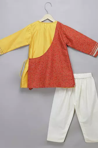 Multicolor printed cotton silk Boy's Kurta Pyjama