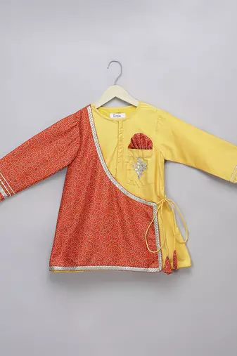 Multicolor printed cotton silk Boy's Kurta Pyjama