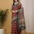 Maroon chanderi cotton silk block print saree