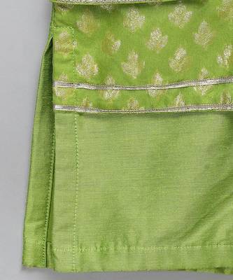 Green printed cotton silk Boy's Kurta Pyjama 5