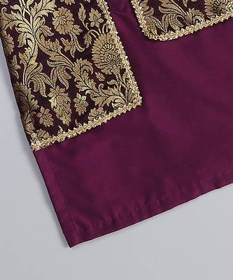 Purple printed cotton silk Boy's Kurta Pyjama 4