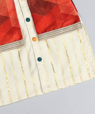 Multicolor printed cotton silk Boy's Kurta Pyjama 4