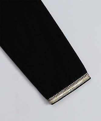 Black embroidered velvet Boy's Kurta Pyjama 5