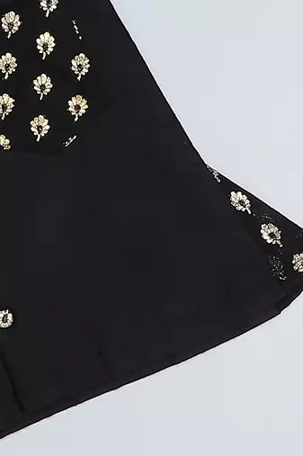 Black Printed Cotton Silk Boys' Mundu Shirt Set