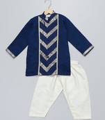 Blue embroidered organza kurta pyjama