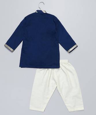 Blue embroidered organza Boy's Kurta Pyjama 2