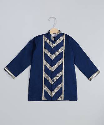 Blue embroidered organza Boy's Kurta Pyjama 3