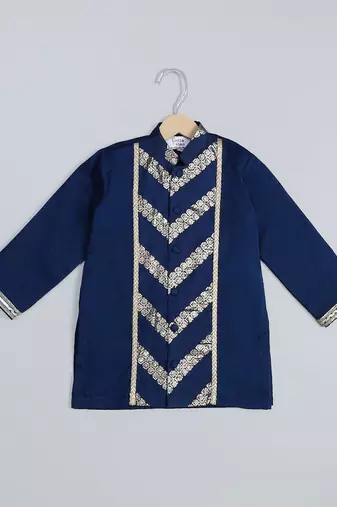 Blue embroidered organza kurta pyjama