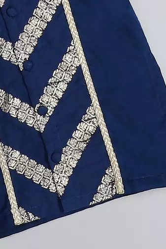 Blue embroidered organza kurta pyjama