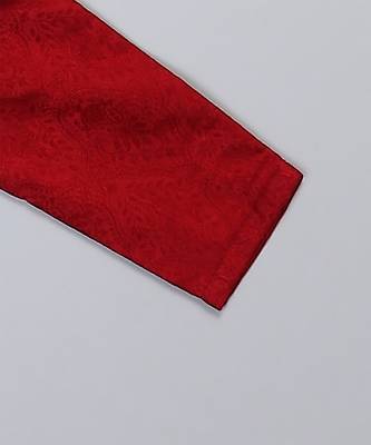Red printed cotton silk Boy's Kurta Pyjama 5