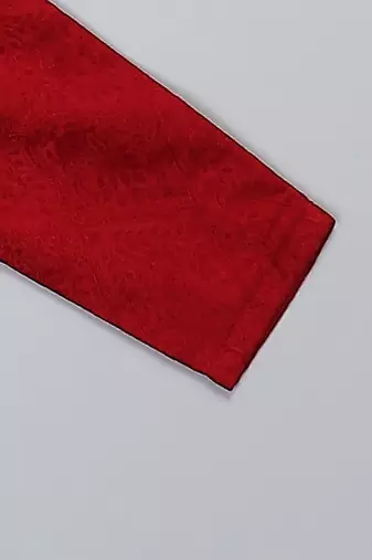 Red printed cotton silk Boy's Kurta Pyjama