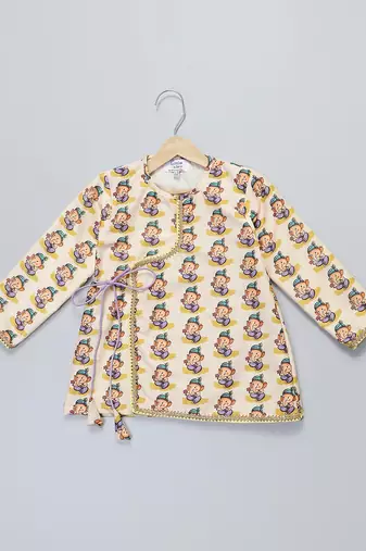 Yellow printed cotton silk Boy's Kurta Pyjama
