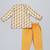 Yellow printed cotton silk kurta pyjama