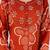 Orange embroidered round neck pure cotton kurta trouser dupatta set