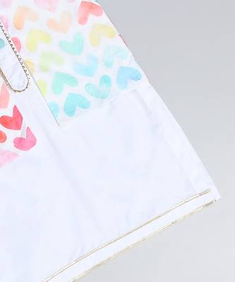White printed cotton Boy's Kurta Pyjama 4