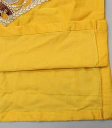 Yellow embroidered cotton silk kurta pyjama