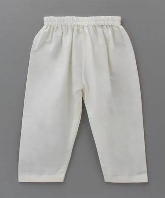 White embroidered cotton silk Boy's Kurta Pyjama 4