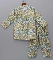 Multicolor embroidered cotton silk kurta pyjama