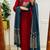 Red embroidered round neck pure cotton kurta trouser dupatta set