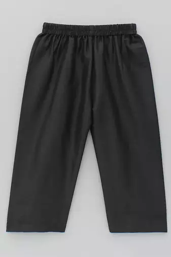 Black embroidered cotton silk Boy's Kurta Pyjama