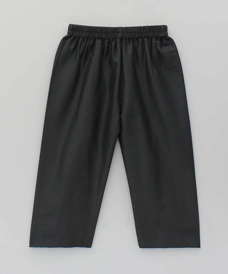 Black embroidered cotton silk kurta pyjama