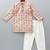Peach printed cotton silk kurta pyjama