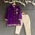 Purple embroidered velvet kurta pyjama
