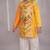 Yellow embroidered cotton silk kurta pyjama