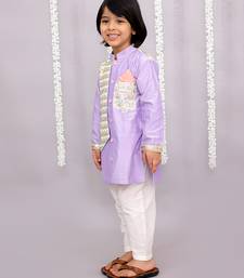 Purple embroidered cotton silk kurta pyjama