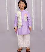 Purple embroidered cotton silk kurta pyjama